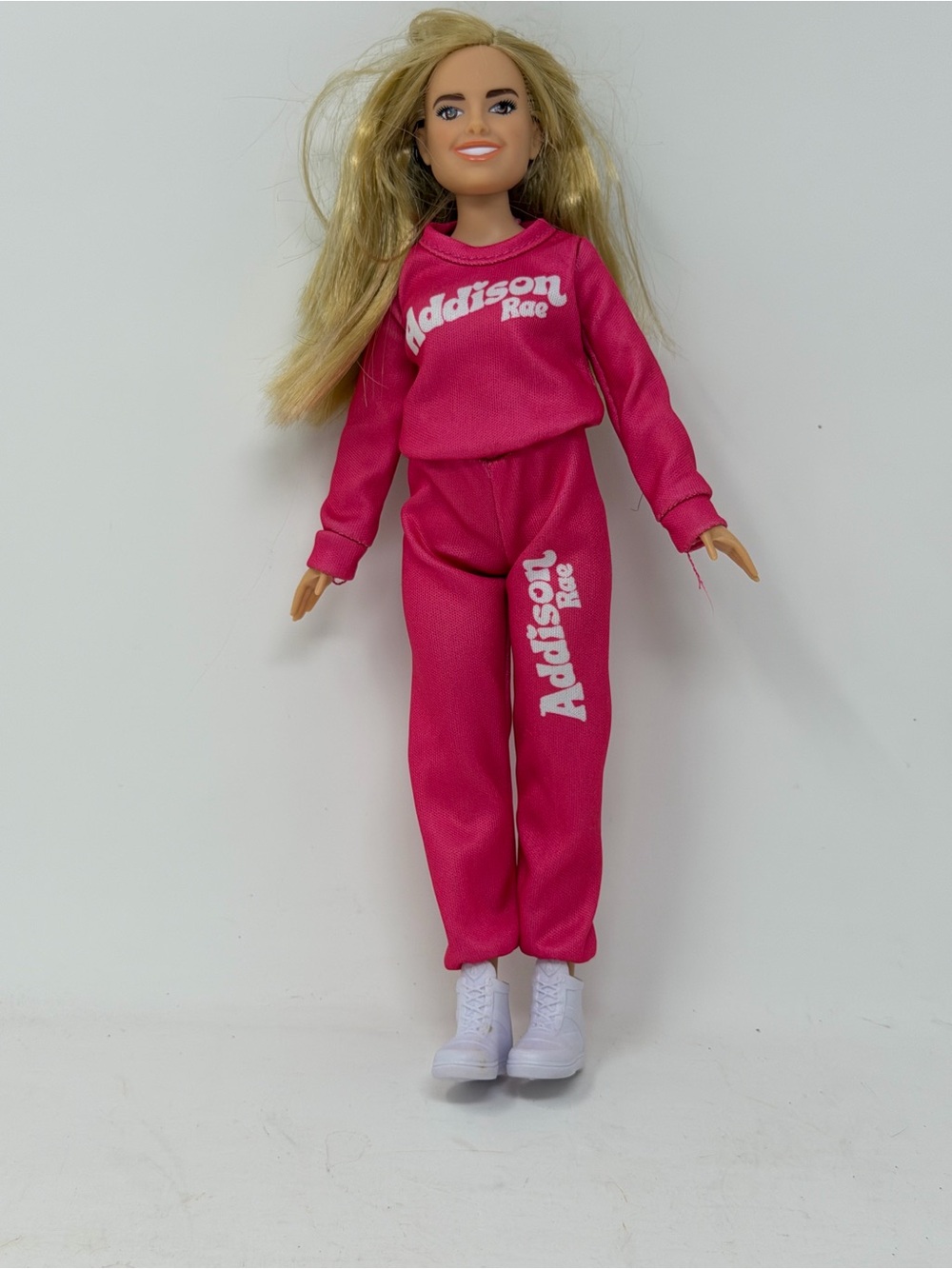 Addison Rae Fashion Doll Pink Tracksuit Set Plastic 11” Toy